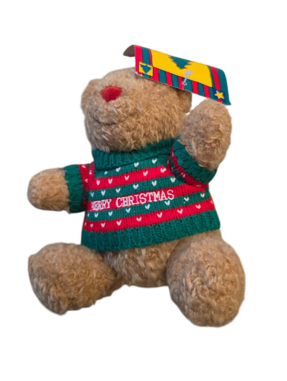 Vintage Soft Dreams Plush Stuffed Animal Teddy Bear in Merry Christmas Sweater